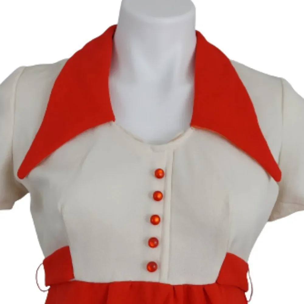 Vintage 1960s 1970s Pointed Dagger Collar Empire Waist Babydoll Dress - Picture 3 of 15